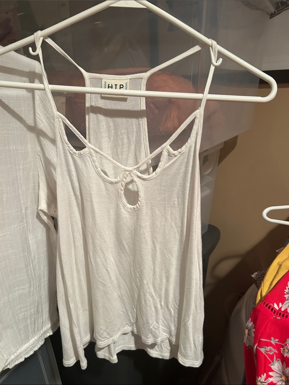 h.i.p. White Strappy Keyhole Back Camisole